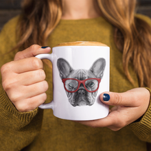 Load image into Gallery viewer, Hipster Frenchie with Glasses Mug
