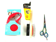 Load image into Gallery viewer, Retractable Dog Leash Double Brush Grooming Hair Scissors Complete Gift Set
