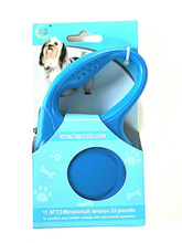 Load image into Gallery viewer, Retractable Dog Pet Leash 11.5ft (3m) Maximum Tension 25 Lbs Blue Color
